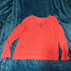 Women's Coral Eyelet Top